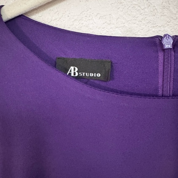 AB Studio Purple Long Sleeve Ruched Dress - Picture 2 of 6